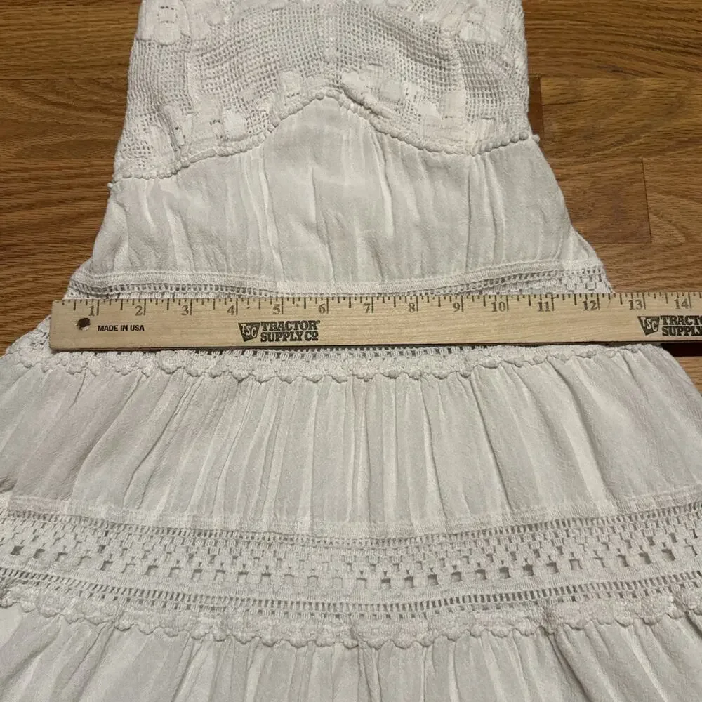 Scully Women's Cantina Spaghetti Strap Short Dress White Lace Boho Western SMALL - Picture 10 of 12